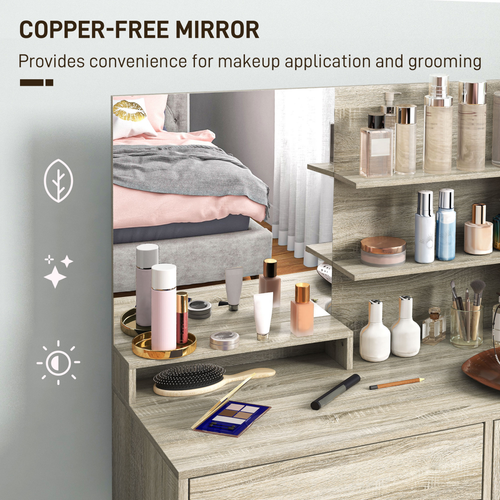 HOMCOM Dressing Table with Mirror and Stool, Makeup Desk for Bedroom
