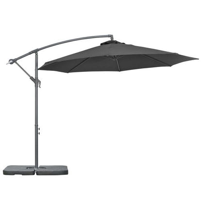 Outsunny 3(m) Banana Parasol Cantilever Umbrella Garden w/ Base Weights, Black