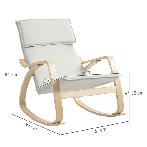 HOMCOM Comfortable Relax Rocking Chair with High Back, Cream White