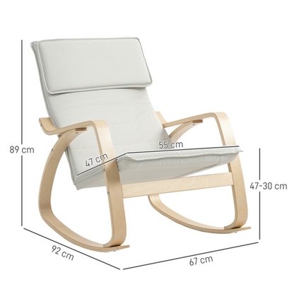 HOMCOM Comfortable Relax Rocking Chair with High Back, Cream White