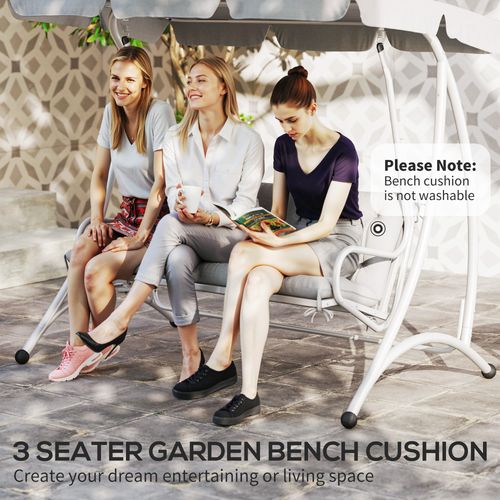 Outsunny 3 Seater Garden Bench Cushion Outdoor Seat Pad w/ Ties Light Grey