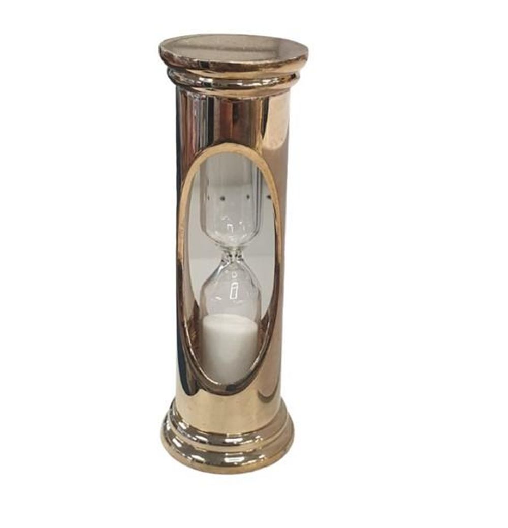 Gold Plated Mini Sand Timer Solid Brass - Elegant Miniature Clock (IMP803G)