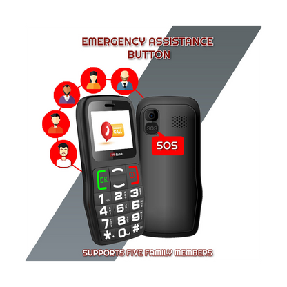 TTfone TT220 Big Button Mobile - Mains Charger, Vodafone Pay As You Go