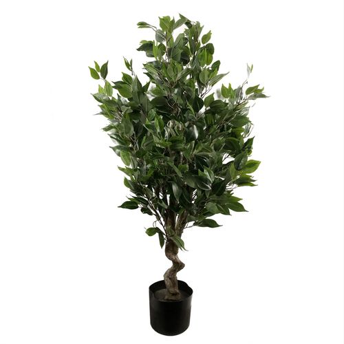 110cm Leaf Realistic Artificial Ficus Tree / Plant  Silver Curve Planter