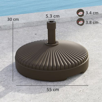 Outsunny Garden Parasol Base, 28kg Sand Filled, 23kg Water Filled, Brown