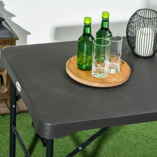 Outsunny HDPE Picnic Table Set w/ Beer Table & 2 Benches for 6, Dark Grey