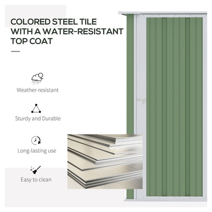 Metal Outdoor Storage Shed, Garden Tool House Cabinet -5' x 3' Green-AS