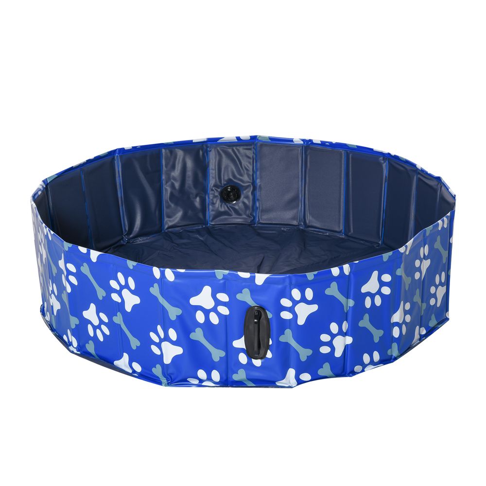 PawHut Foldable Dog Paddling Pool Pet Cat Swimming Pool Indoor/Outdoor Collapsible Bathing Tub Shower Tub Puppy Φ120 × 30H cm L Sized