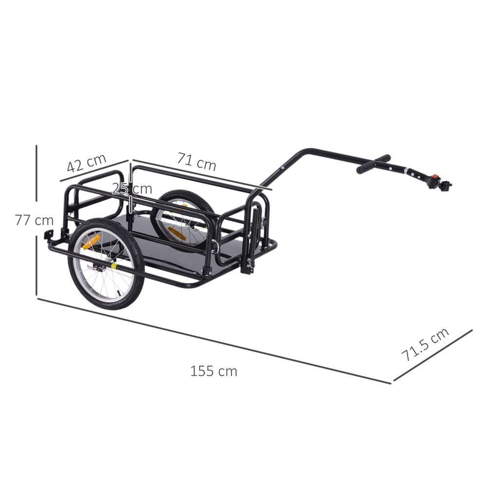 Folding Bicycle Cargo Storage Cart and Luggage Trailer with Hitch Homcom