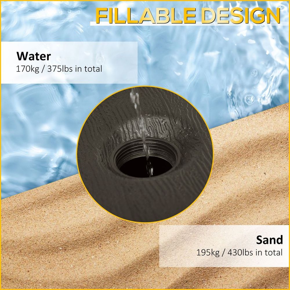 Premium Outsunny Cantilever Parasol Base Weights - Steel Cross Base & Wheels - High Quality