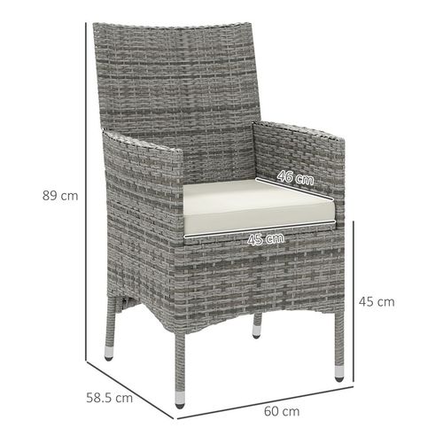 Outsunny 2 Pieces Outdoor Rattan Armchair Garden Dining Chair Set Mixed Grey
