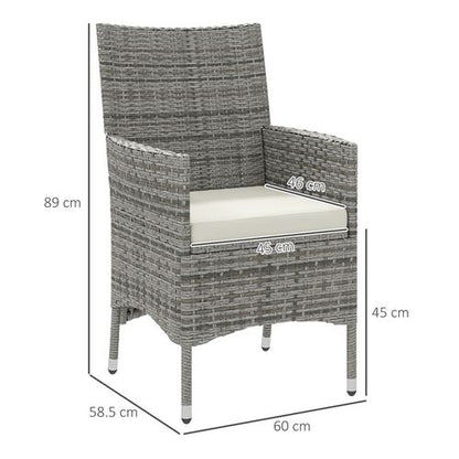 Outsunny 2 Pieces Outdoor Rattan Armchair Garden Dining Chair Set Mixed Grey