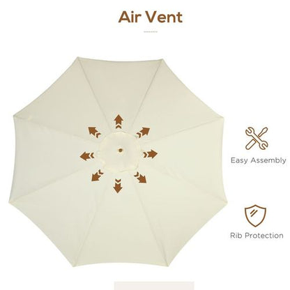 Outsunny Garden Parasol Patio Umbrella with Ruffles and Wooden Pole Beige