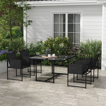 Outsunny Garden Furniture Set: 4 Seater Table & Chairs, Adjustable Backrest