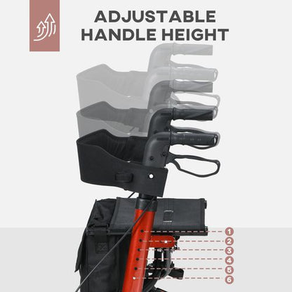 4 Wheel Rollator Walker with Seat Adjustable Mobility Walker with Bag