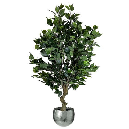 100cm Leaf Realistic Artificial Ficus Tree / Plant Bush Ficus Silver Curve Planter