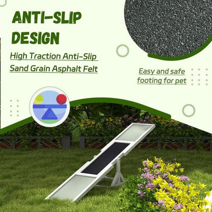 PawHut Wooden Pet Seesaw for Big Dogs with Anti-Slip Surface, White