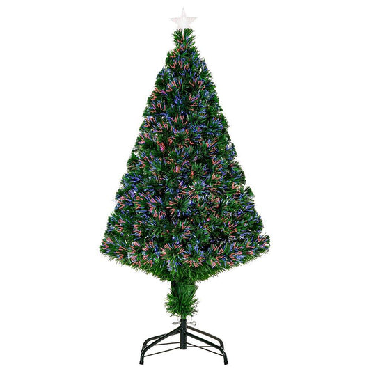 Pre-Lit Fibre Optic Artificial Christmas Tree Tree Topper Multi-Colour 4ft