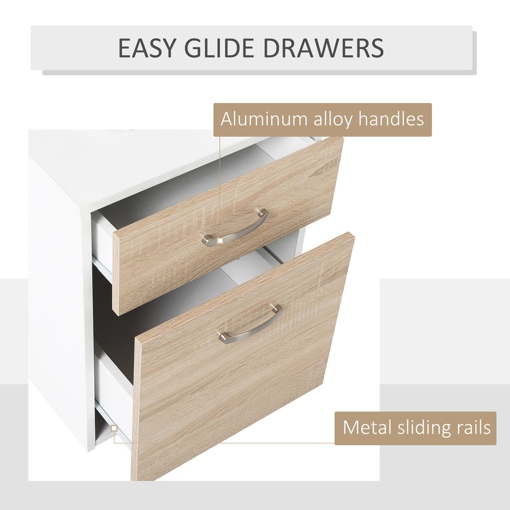 HOMCOM Computer Desk PC Table Modern Home Office Writing Workstation Furniture Printer Shelf Rack w/Storage Drawer & Shelves (Oak and white)