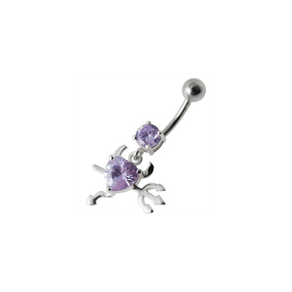 Jeweled Devil heart Dangling Belly Ring