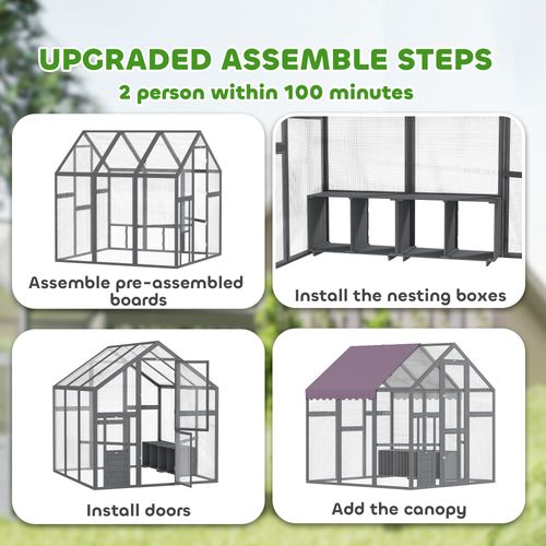 PawHut Large Walk In Chicken Run for 6-8 Poultries, 1.7 x 1.8 x 1.8 m