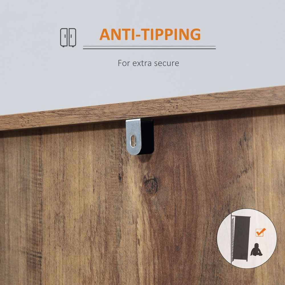 HOMCOM Industrial Sideboard, Storage Cabinet, Accent Cupboard Distressed Brown