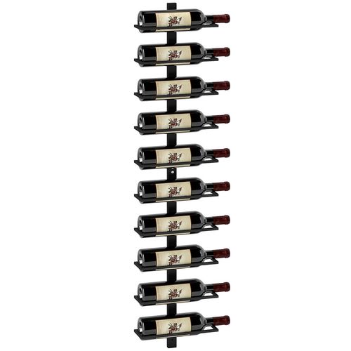 HOMCOM Wall Mount Wine Rack, Wall Wine Rack for 10 Wine Bottles, Black