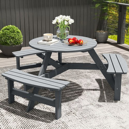Outsunny 6 Person Fir Wood Table Bench Set Outdoor Garden Patio, Grey