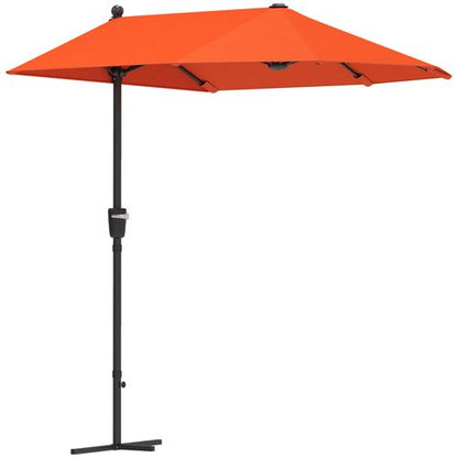 Outsunny 2m Half Garden Parasol Market Umbrella w/ Crank Handle, Orange