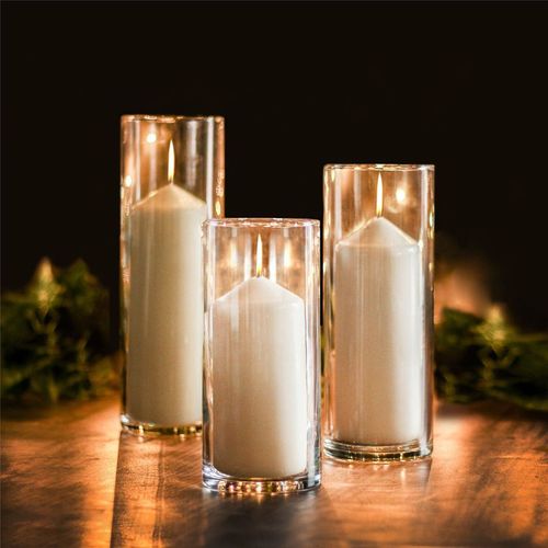 Glass Candle Cylinders - Set of 3 | M&W