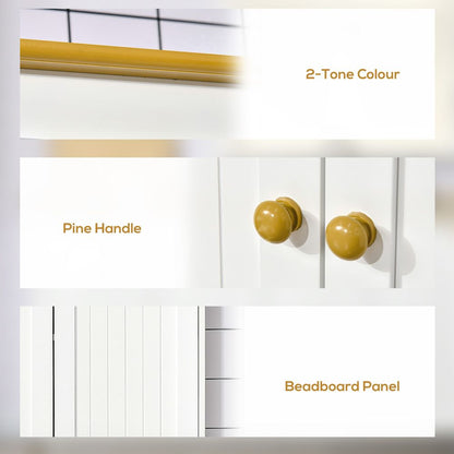 HOMCOM Freestanding 4-Door Kitchen Cupboard, Storage Cabinet Organizer with 4 Shelves,White