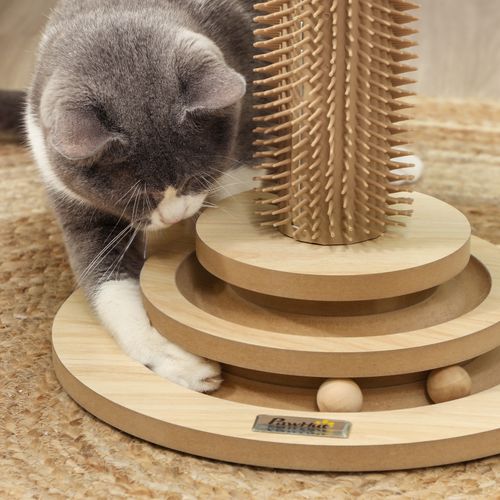 PawHut 49cm Cat Scratching Post with Interactive Track Ball Toy for Indoor
