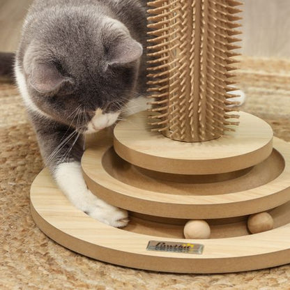 PawHut 49cm Cat Scratching Post with Interactive Track Ball Toy for Indoor