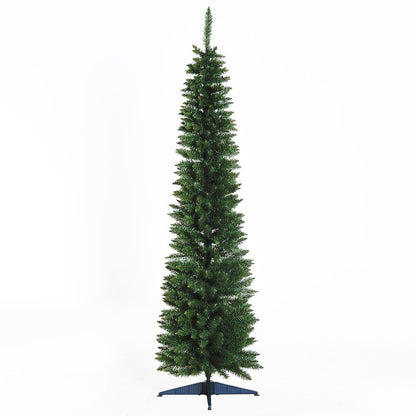 1.8m 6ft Artificial Pine Pencil Slim Tall Christmas Tree with 390 Branch Tips