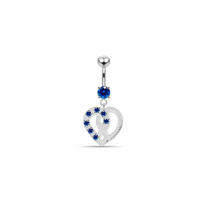 Jeweled Love Twin Hearts Sterling Silver Belly Button Piercing