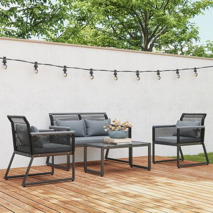 Outsunny 4 Pieces Rattan Garden Furniture Set for 4 Person, Charcoal Grey