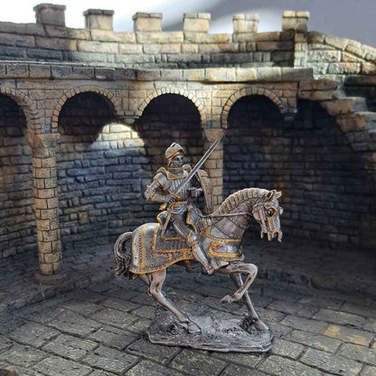 Knight With Armoured Horse (hand-cast statue sculpture) 10cm Height
