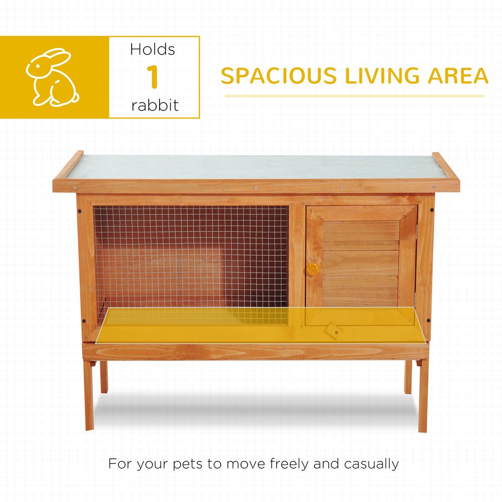 Pawhut Elevated Outdoor Rabbit Hutch for Guinea Pig - High-Quality Wood Cage with Garden Theme