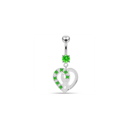 Jeweled Love Twin Hearts Sterling Silver Belly Button Piercing