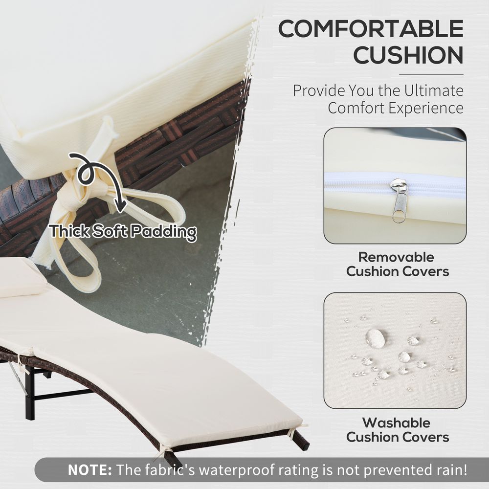 Premium Outsunny Folding Rattan Sun Lounger - Durable, Comfortable, Portable - Perfect for Your Outdoor Space