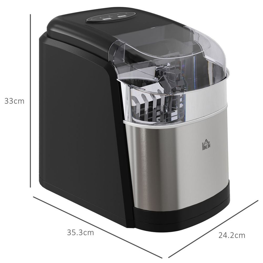 HOMCOM Portable Ice Cube Maker w/ 2 Cube Sizes 12Kg/24 Hrs, 9 Cubes/ 6-12Mins