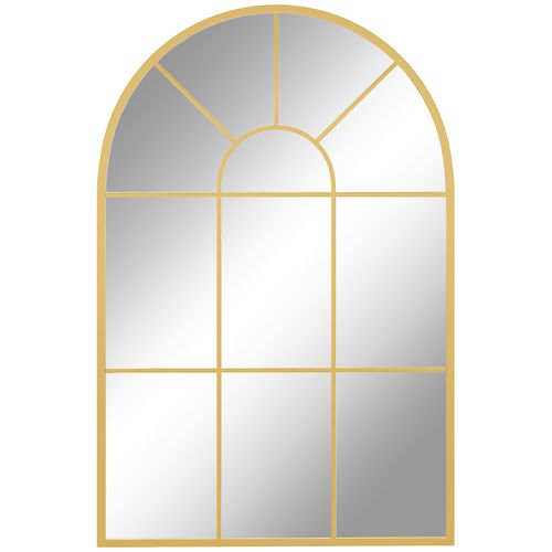 HOMCOM Modern Arched Window Wall Mirror for Bedroom, 91x60cm, Gold Tone