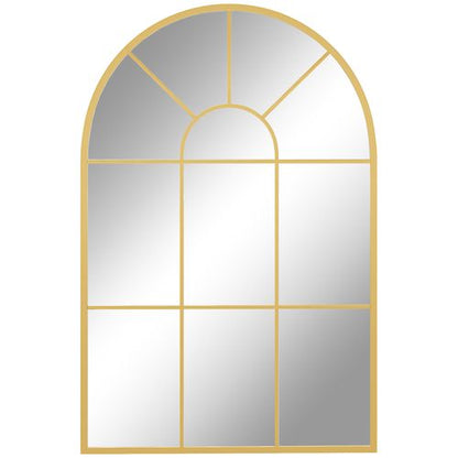 HOMCOM Modern Arched Window Wall Mirror for Bedroom, 91x60cm, Gold Tone