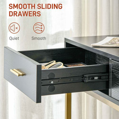 HOMCOM Makeup Vanity Desk Set with Lighted Mirror, Stool, Drawers