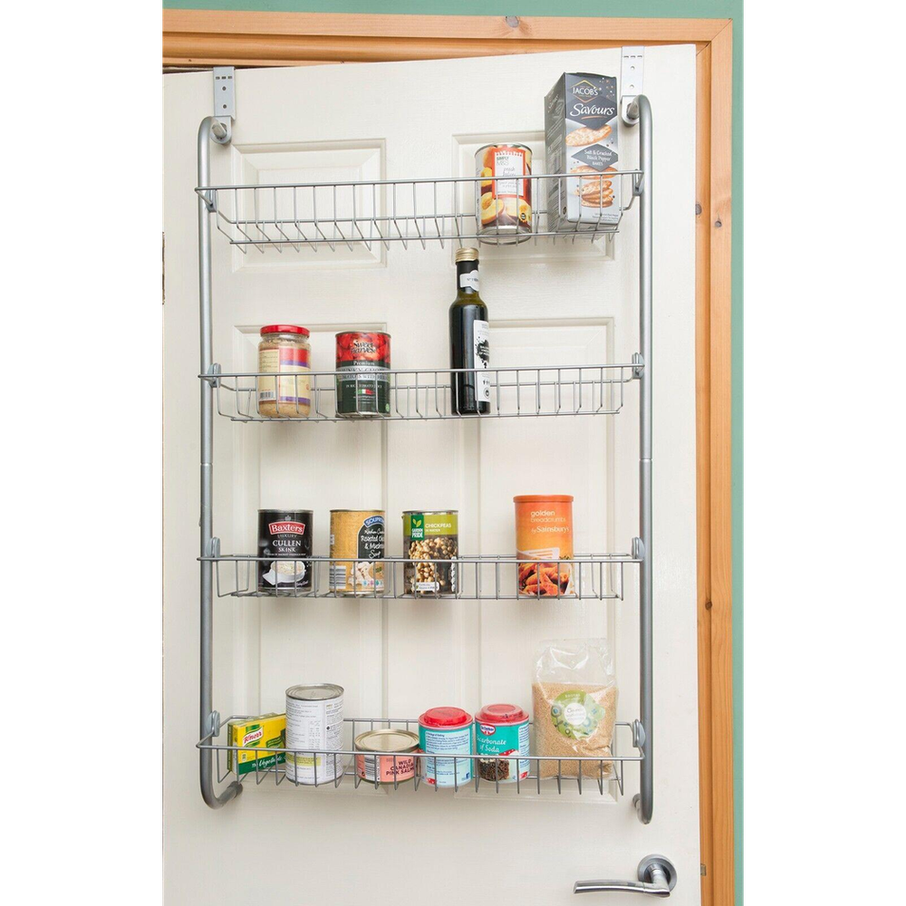 Premium Over-The-Door Hanging Rack | 4 Tiers | Pantry & Storage Cupboard | Easy Assembly