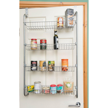Premium Over-The-Door Hanging Rack | 4 Tiers | Pantry & Storage Cupboard | Easy Assembly