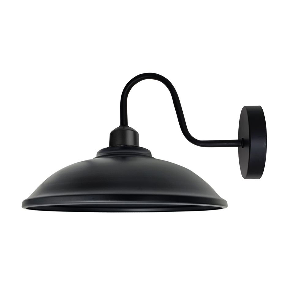 Vintage Black Wall Light Fixture, E27 Base, Dimmable, Retro Swan Neck Shade - High Quality, 3-Year Warranty