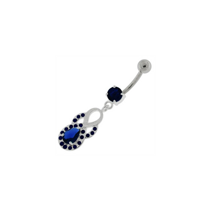 Tear Drop CZ with Fusion Infinity Dangling Navel Belly Button Ring