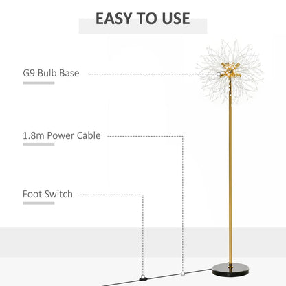 HOMCOM Modern Floor Lamp with Dandelion-like Lampshade for Bedroom