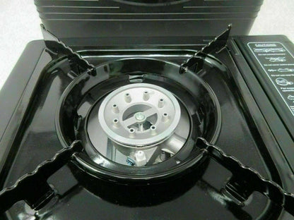 MARKSMAN Portable GAS COOKER Butane Camping Stove FREE Carry Case BBQ Outdoor Indoor Kitchen Hiking Single Burner Caravan House Party Boating Fishing Cookware Garden Patio Picnic Cooking Refills UK